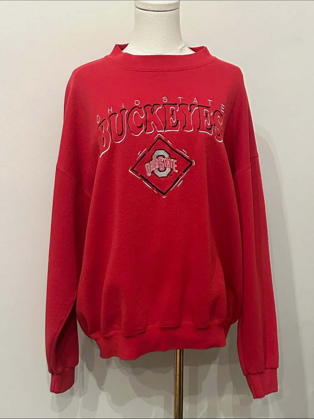 90s Embroidered Ohio State Buckeyes Red Pullover Crewneck Sweatshirt XL USA
